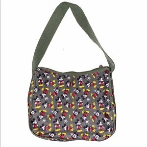 Olive Green Mickey Mouse Patterned Small Tote Mail Bag Satchel Purse